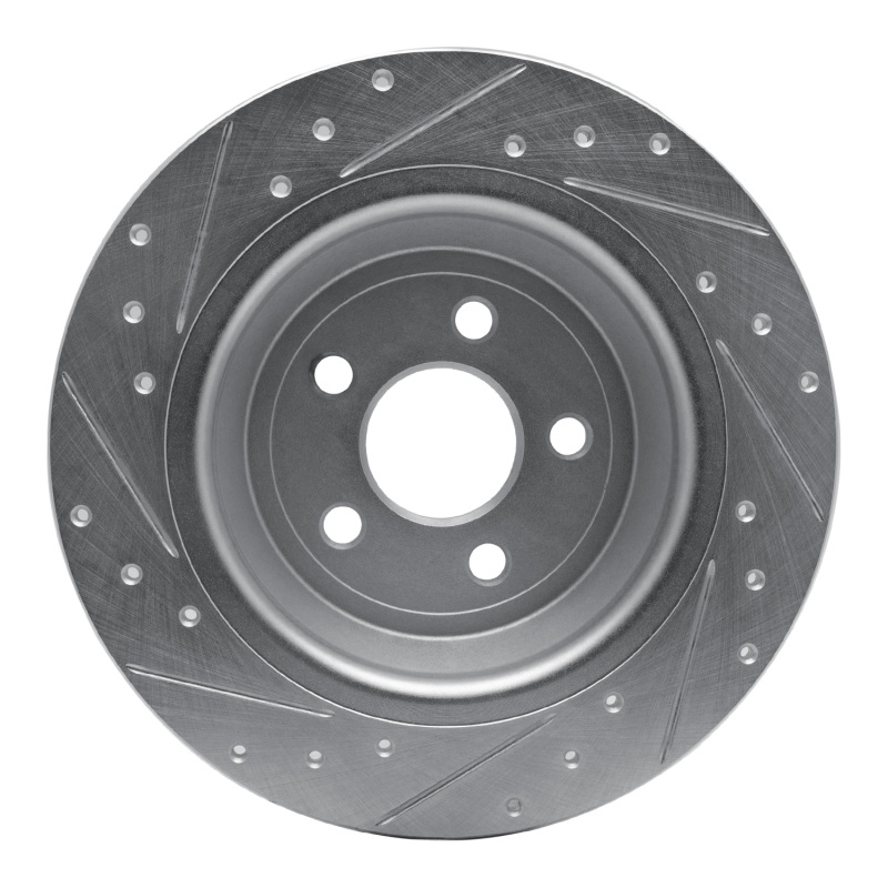 Ford Fusion Brake Rotor (1) - Rear Right - R1 Concepts - Drilled & Slotted - Silver - `15-`24